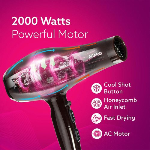 Agaro Professional Hair Dryer HD-1120 2000W AC