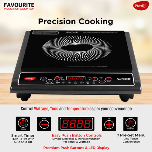 Pigeon 1800 W Induction Cooktop Push Button Pigeon 1800 W Induction Cooktop Push Button